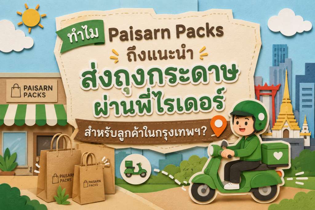 การส่งถุงกระดาษผ่านไรเดอร์ เป็นวิธีที่สะดวกและรวดเร็ว รวมถึงไม่ต้องกังวลเรื่องสินค้า