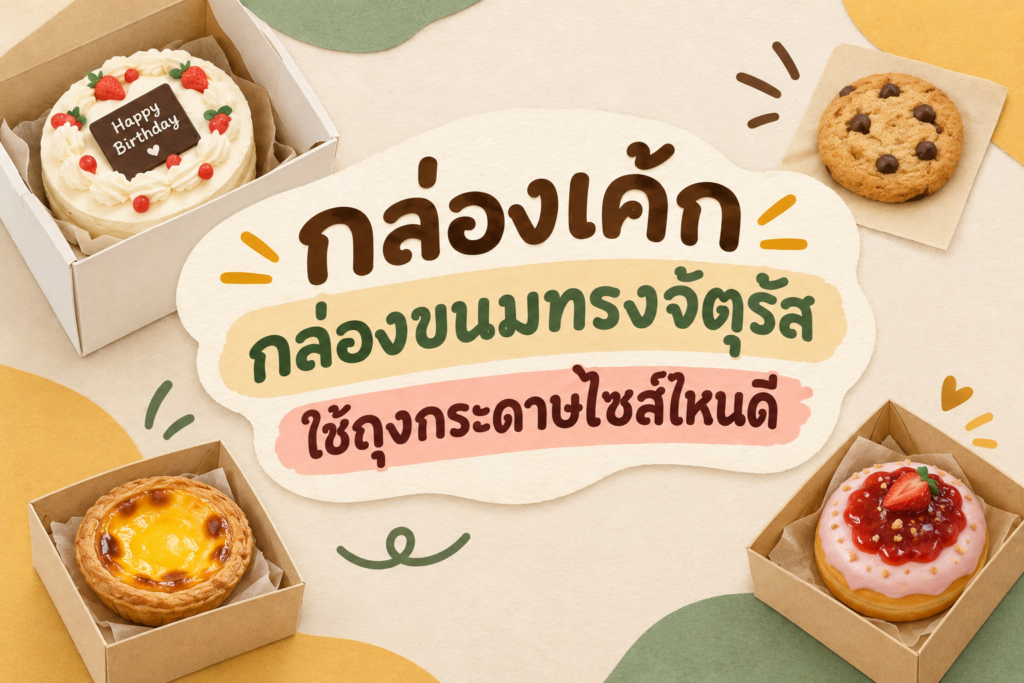 ภาพบทความ ถุงกระดาษที่เหมาะสำหรับใส่กล่องเค้ก หรือกล่องขนมที่เป็นทรงจตุรัส